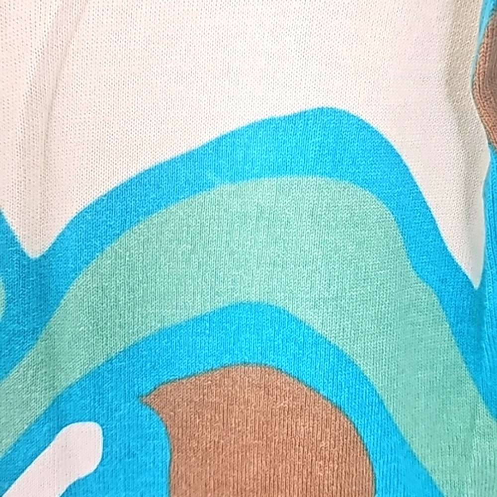 Merona Woman Cardigan, Size Medium, Color turquoise, white, green, brown - Picture 7 of 8